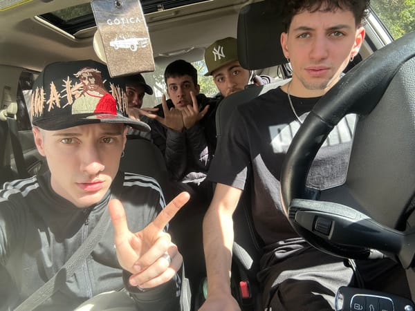Young men take car selfies in sunny Buenos Aires