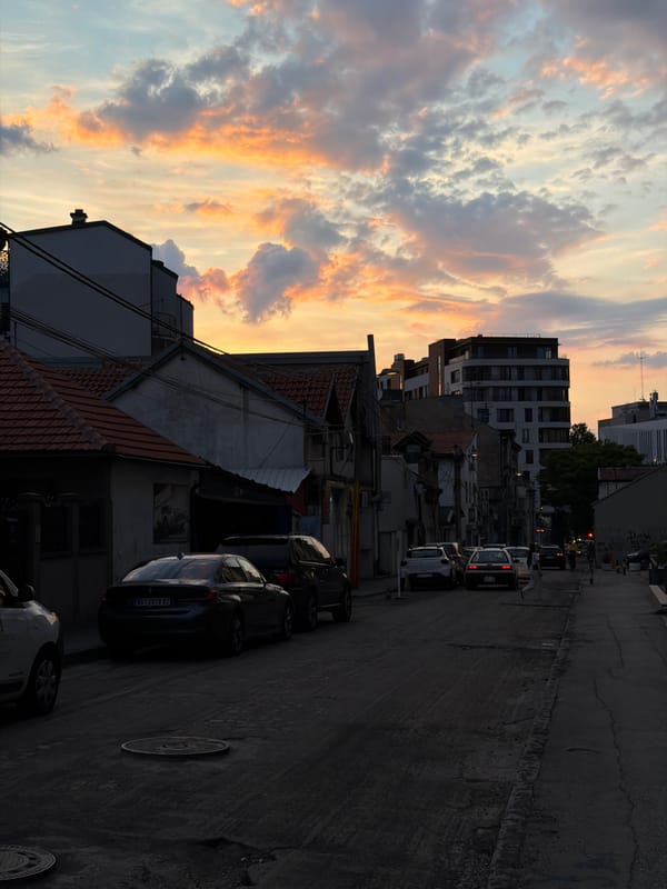 Evening street life documented across Belgrade's Vracar district