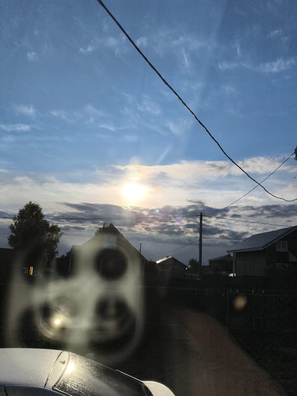 Woman captures selfies during early morning hours in rural Russia