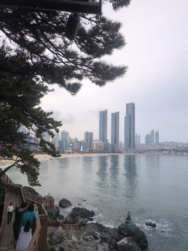 Busan coastal landmarks documented by witness at Haeundae Beach