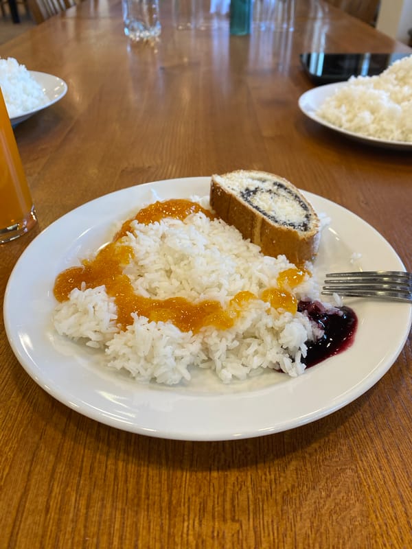 Morning meal and cycling gear documented in Czech mountain towns