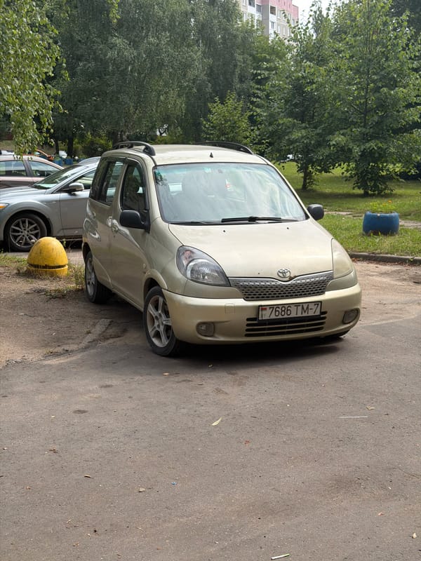 Parked cars and pigeons on a quiet Minsk residential street