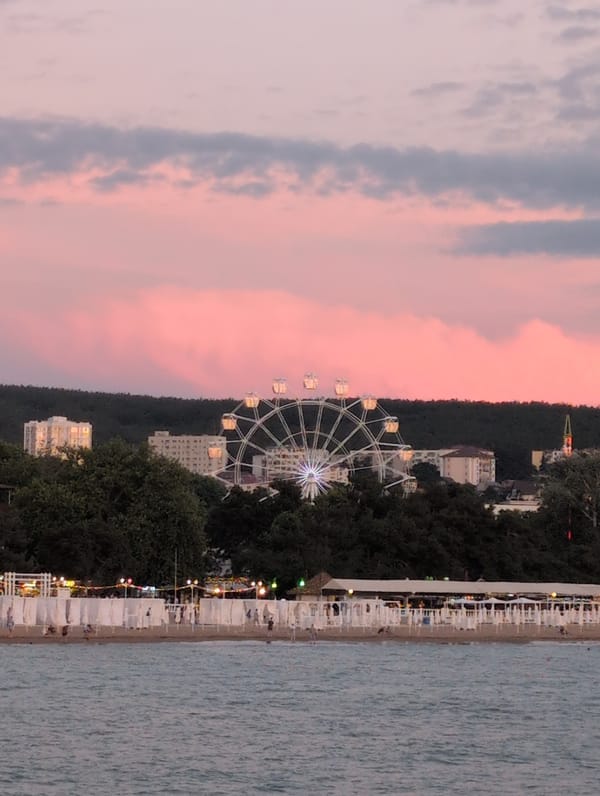 Evening waterfront scenes from Gelendzhik bay and promenade