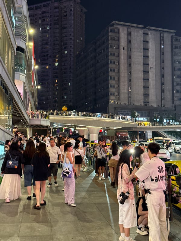 Busy evening street life captured across Liangjiang, China