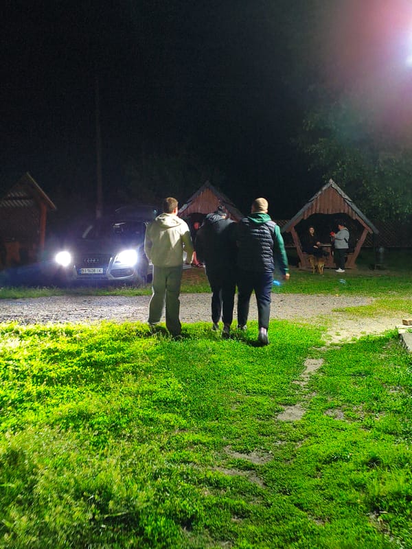 Nighttime social gathering documented in rural Ustyvytsia, Ukraine