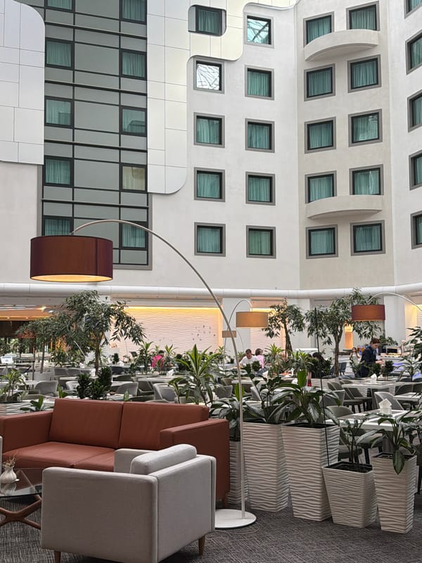 Inside and outside a modern Khimki café-hotel venue