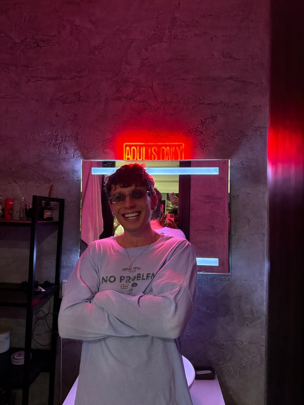 Neon-lit venue selfies in Tbilisi, Georgia