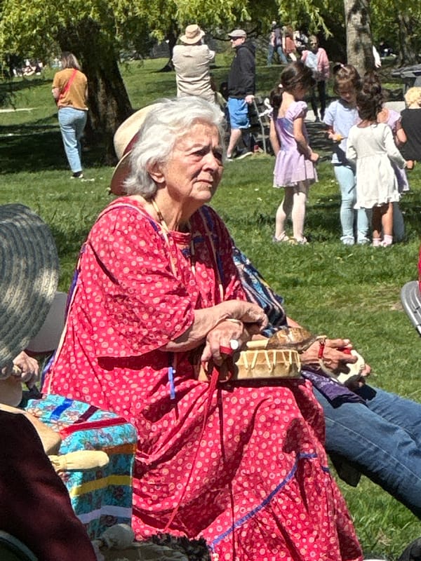 Community drum circle and family gathering in Vancouver park