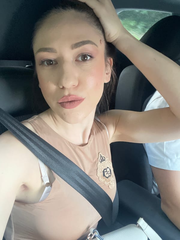 Woman photographed in vehicle in Sofia, Bulgaria