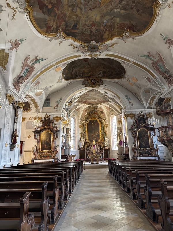 Solo visitor documents empty Sigmaringen Castle and historic district