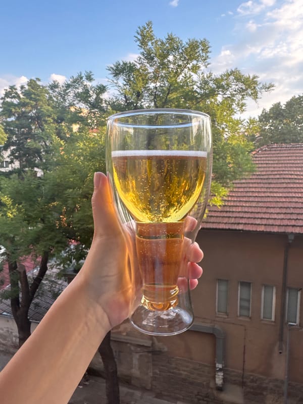 Afternoon spread of food, beer, and summer vibes in Plovdiv