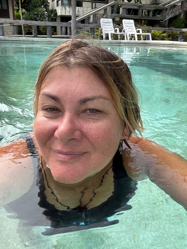 Late night swim captured in Thai resort pool