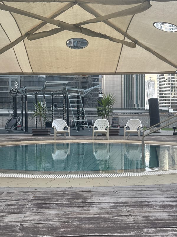 Early morning rooftop pool and coffee moments in Ramat Gan