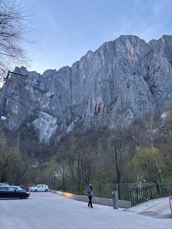 Tourist documents scenic drive through Vratsa, Bulgaria's mountainous landscape
