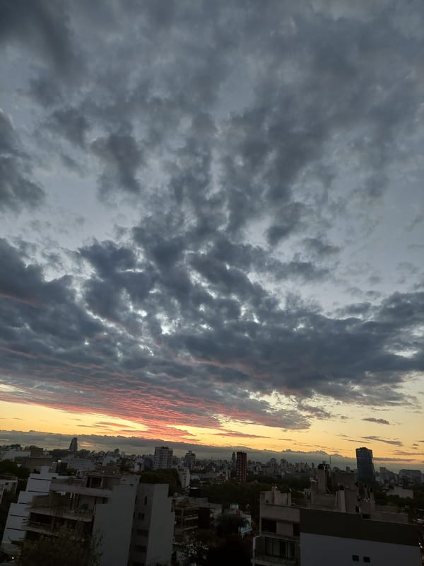 Sunset views captured over Buenos Aires skyline from elevated position