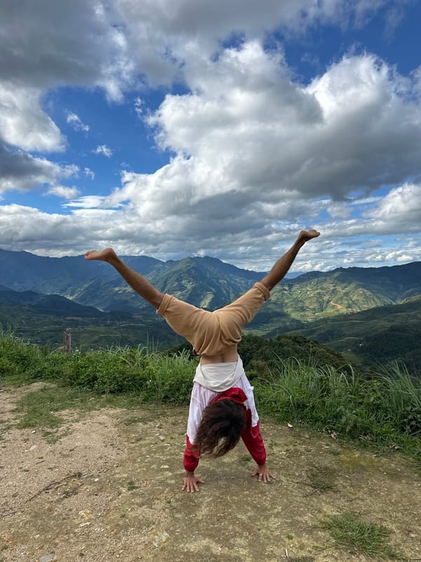 Travelers document mountain overlook visit in Hanh Phuc Vietnam