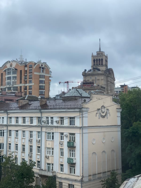 Rainy morning walk through central Kyiv, streets and small details