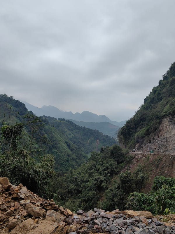 Road construction underway in mountainous northern Vietnam