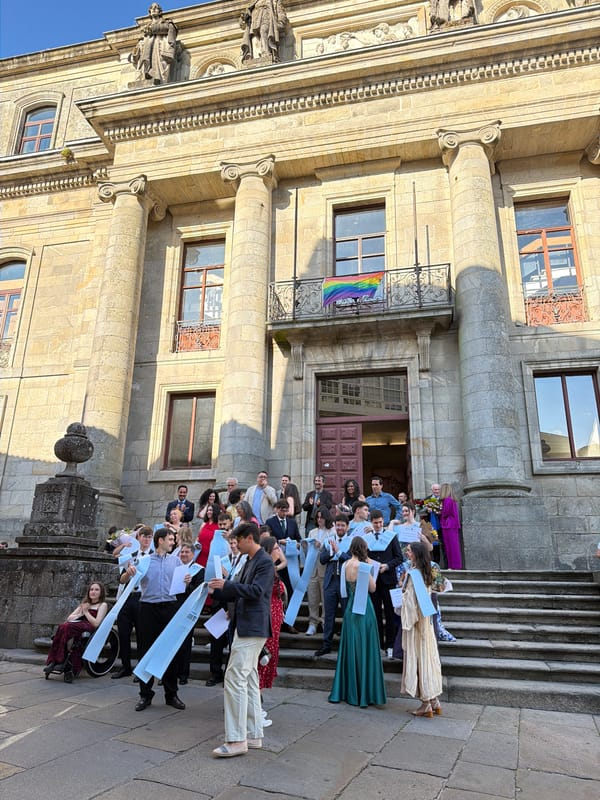 Graduation day on the steps of Santiago de Compostela