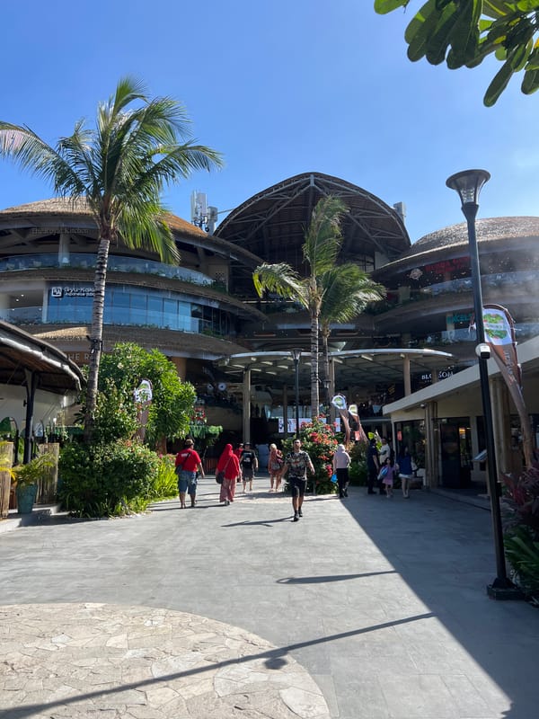 Morning at Kuta's beachfront, promenade, and Beachwalk mall