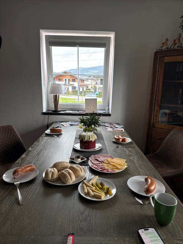Traditional Austrian breakfast spread observed in Jadorf dining room