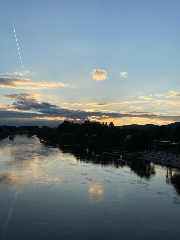 Evening along the Weser River in Rinteln, Germany