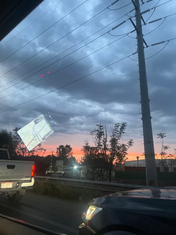 Sunset captured along roadside in Cholula, Mexico