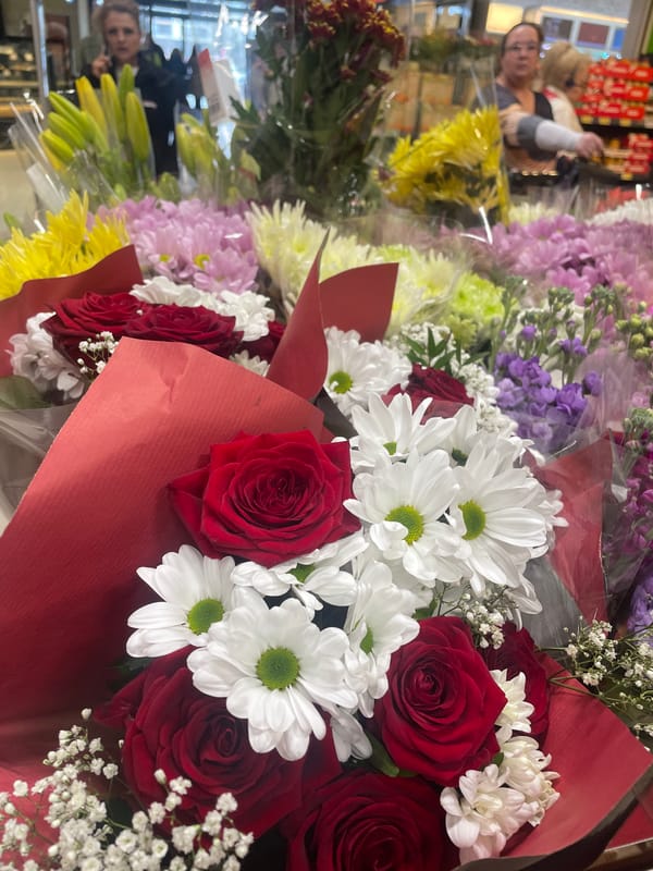 Flower bouquets displayed at Burgas retail store