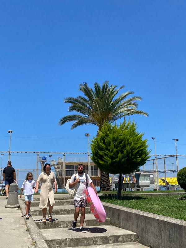 Batumi's waterfront on a busy summer morning