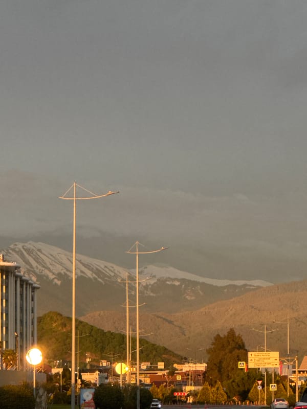 Overcast afternoon documented across mountainous Sirius, Russia