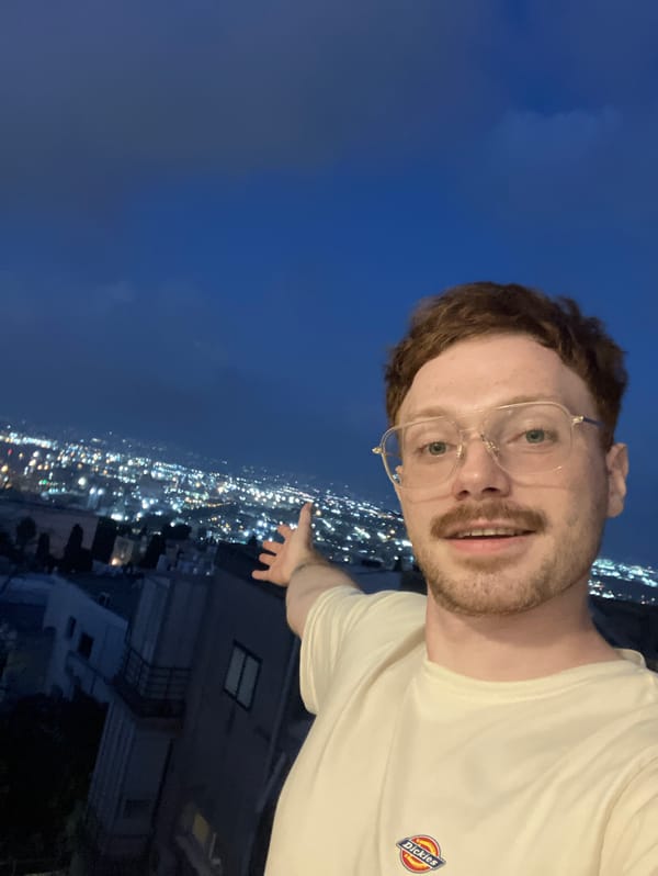 Rooftop views over Haifa at dusk, summer evening