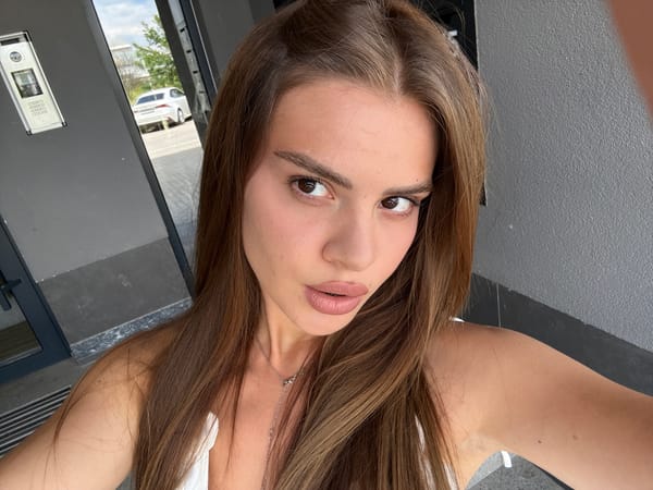 Woman documents morning routine through selfies across multiple locations
