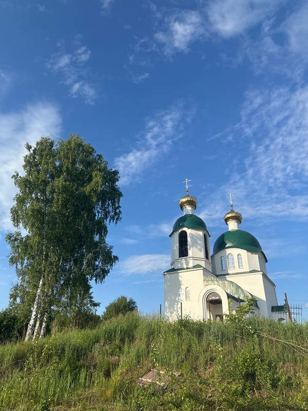 Quiet afternoon scenes captured around Orthodox church in Markovo