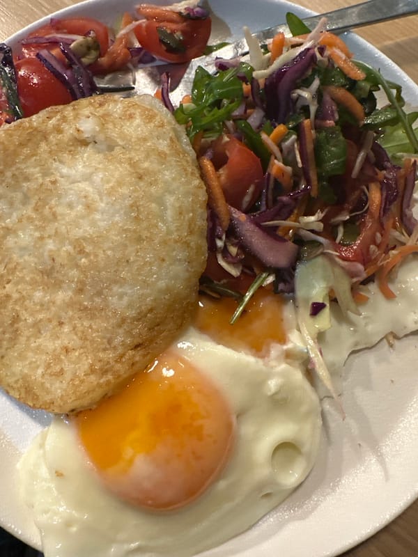Mixed salad and fried bread meal documented in Novi Sad