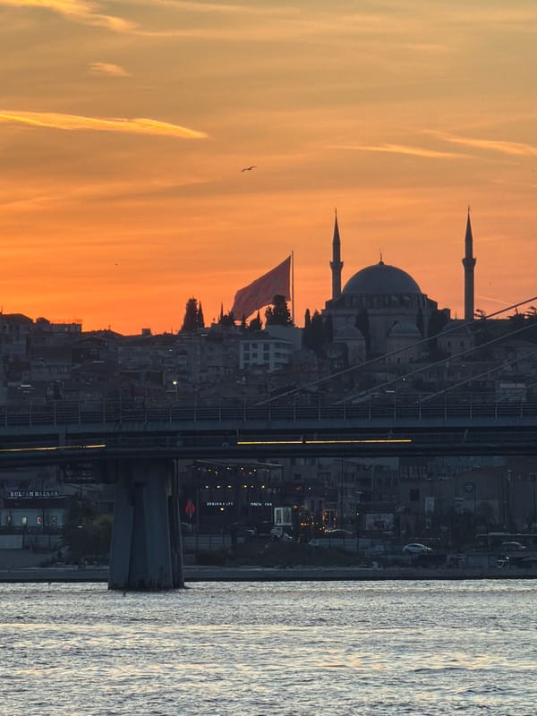 Istanbul sunset skyline captured from multiple vantage points