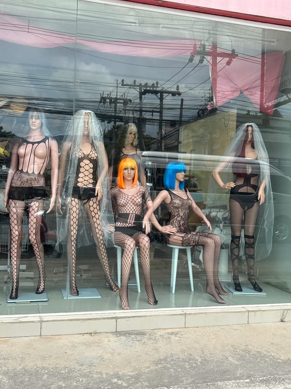 Lingerie shop window display spotted in Baan Bo Phut