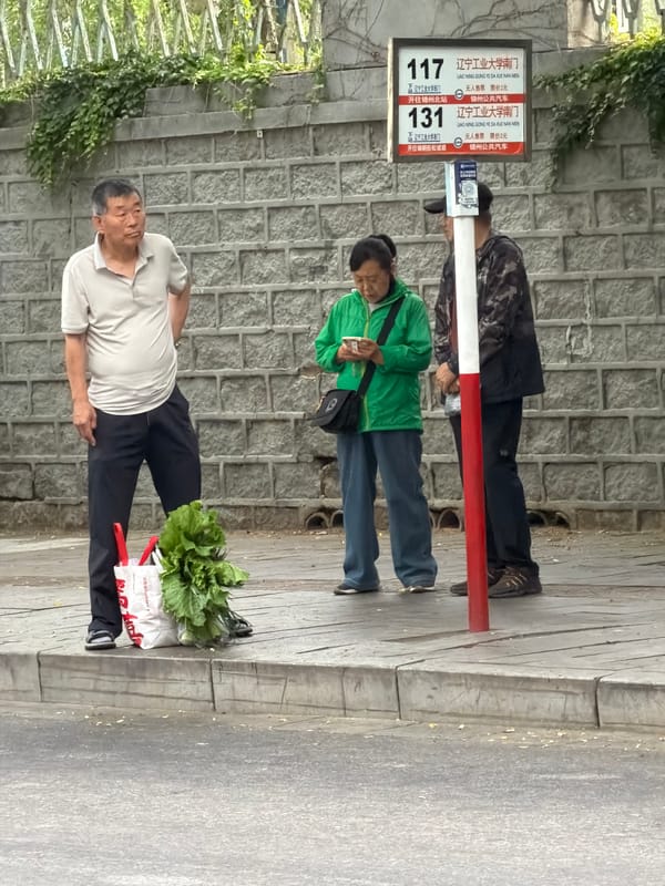 Morning foot and scooter traffic on Zhongtun streets