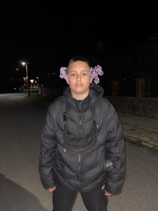 Young person spotted on dark street in Goritsa, Bulgaria