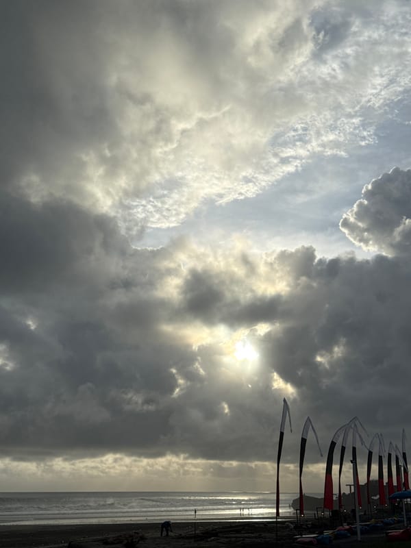 Stormy beach scenes captured during low tide morning