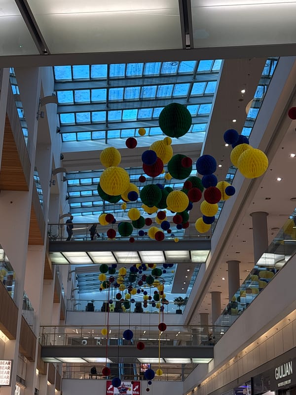 Colorful decorative display spotted at Grand Mall Varna atrium