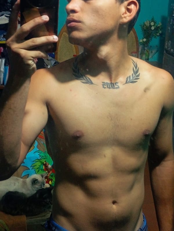 Young man takes late-night selfies at home in Venezuela