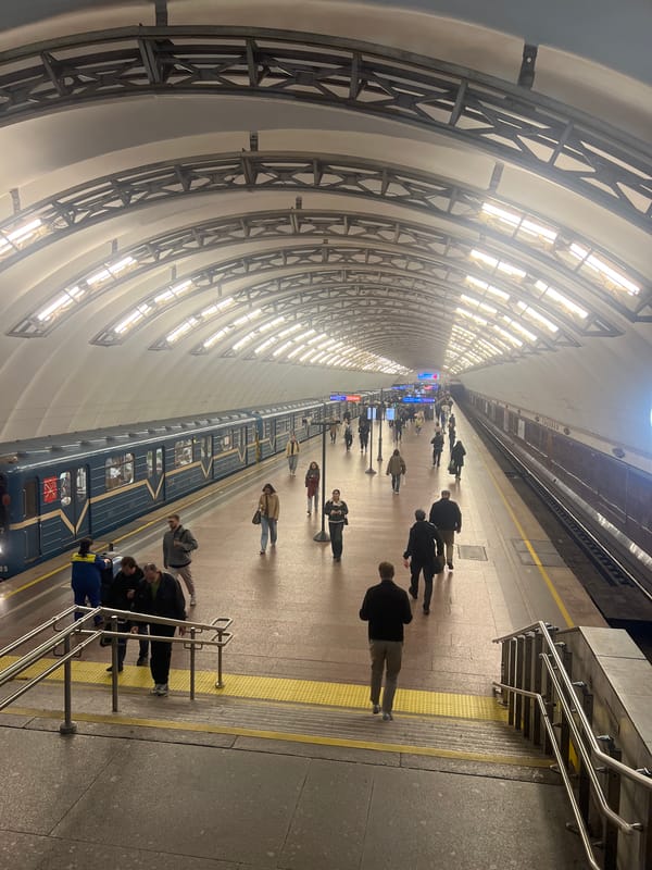 Blue subway train spotted at Saint Petersburg metro station