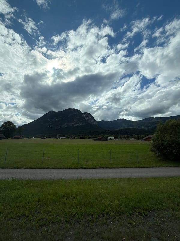 Alpine countryside documented near Garmisch-Partenkirchen under cloudy skies