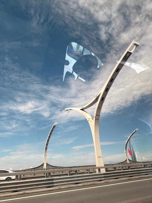 Morning drive across Saint Petersburg's elevated highway and Neva bridge
