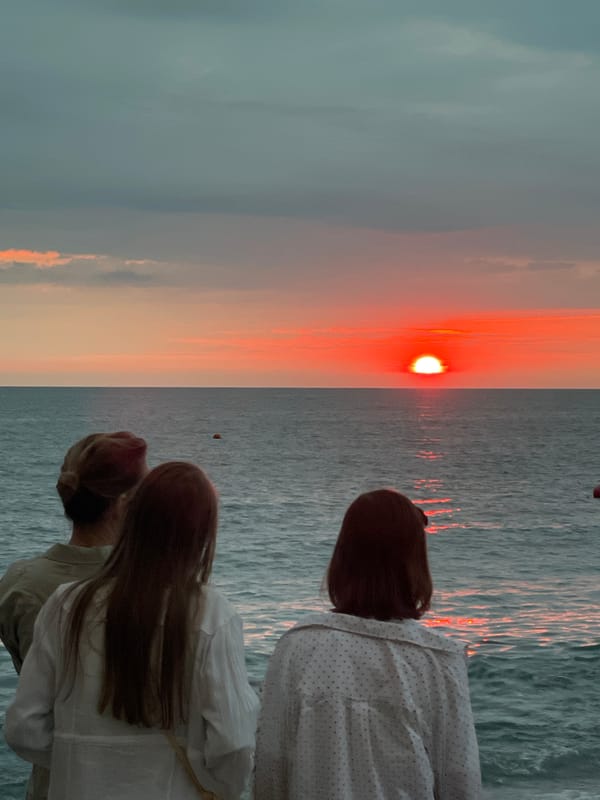 Red sunset over the Black Sea in Sochi