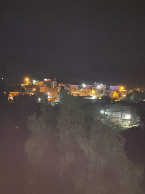 Nighttime cityscape captured in El Kebab, Morocco