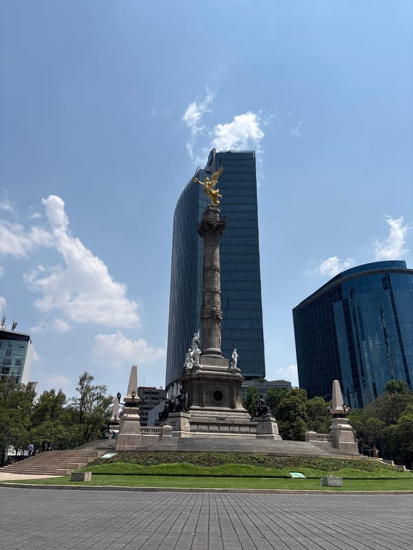 Angel of Independence monument documented in Mexico City evening