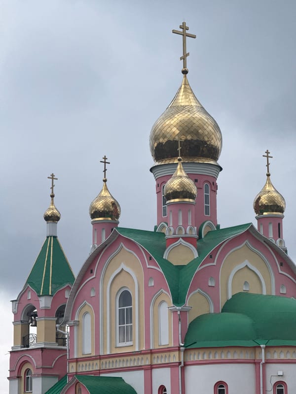 Overcast day captured at Kurchatov church and lakefront