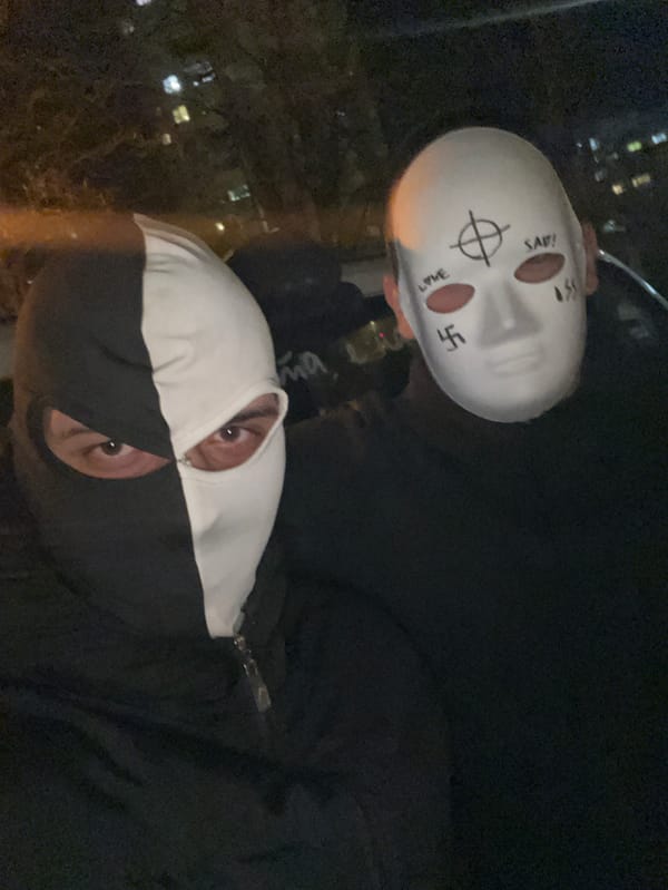 Masked individuals photographed across Plovdiv during evening hours
