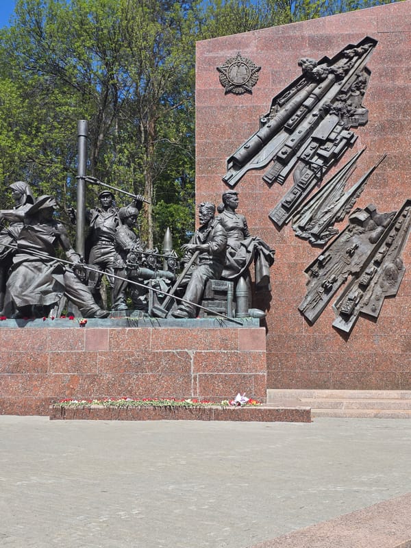 Visitor documents military memorial park displays in Ufa, Russia